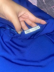 Royal Blue One Shoulder Ruched Bodysuit