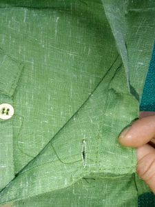 Green Linen Blend Kurta