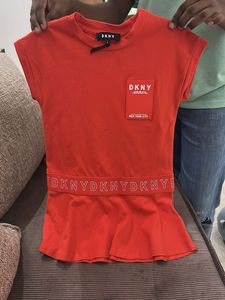 DKNY Orange Ruffle Hem Dress