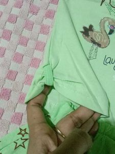 Cute Green Hello Happy Star Shorts Set