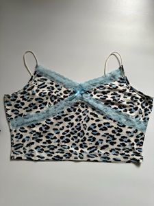 Leopard Print Lace Trim Cami Top