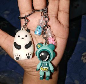 Cute Panda & Astronaut Keychain Set