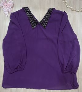 Sparkling Collar Purple Top (FREE DELIVERY)