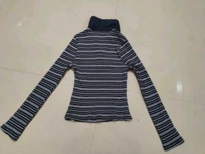 Zudio Navy Blue &amp; White Striped Long Sleeve Top