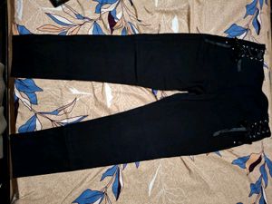 Stylish Black Lace-Up Pants