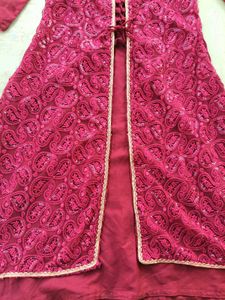 Maroon Attached Jacket Kurta and trouser (set)