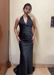 Elegant Black Halter Neck Maxi Dress