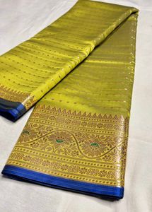 Elegant Pesta Green Saree with Gold Border