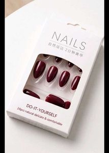 reusable Press-On Nails Burgundy