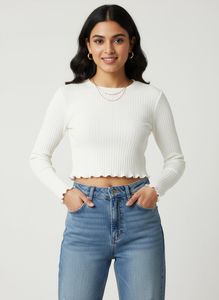 Ribbed Long Sleeve Crop Top