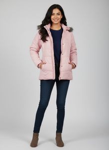 Pink Puffer Jacket with Fur Hood