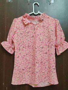 Cute Pink Floral Blouse