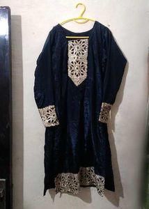 black kurta with golden lace
