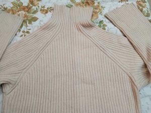 Women's Ribbed Turtleneck Sweater with free t-shir