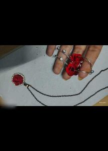 Red Rose Jewellery Set chain earings korean