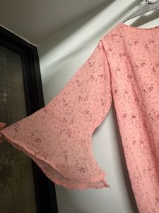 Pretty Pink Printed Flared Sleeve Top