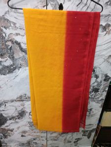 Vibrant Red &amp;👗 Yellow Saree