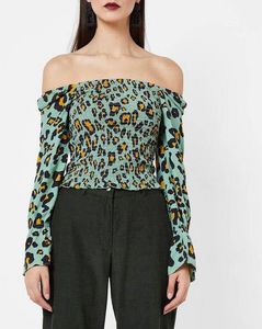 Animal Print Smocked Crop Top