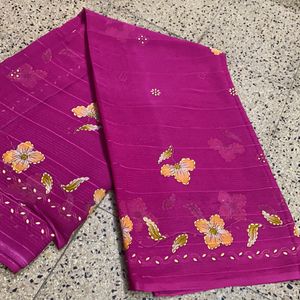 pink Color sareee without blouse( newfashion desig
