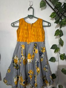 Cute Girls Yellow &amp; Striped Fruit Dress