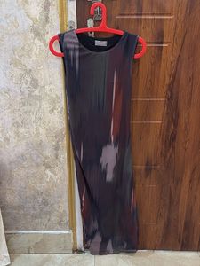 Abstract Print Sleeveless Midi Dress