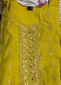 Embellished mustard Yellow Kurta