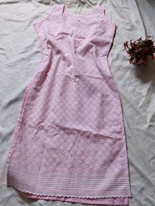 Pink Chikankari Kurta ad bottom pant