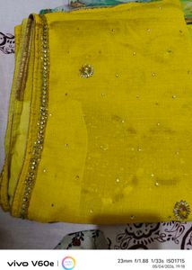 Stunning Yellow Embroidered Saree