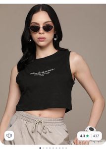 Roadster Black Sleeveless Crop Top