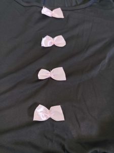 Black Pajama Set with Pink Bows