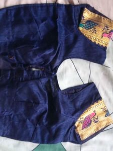 Elegant Blue "Saree" and "blouse"with Peacock Bord