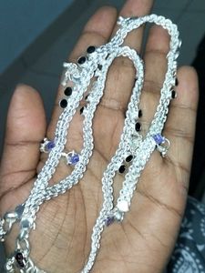 Gota chandi anklet Black Moti