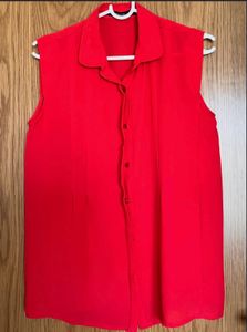 Red Sleeveless Shirt