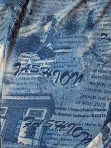 Blue Printed Crepe Palazzo Waist Size 36-40