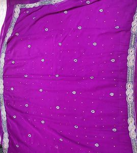 Elegant Purple Embroidered Saree