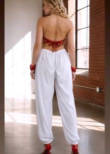 ✨ Trendy White Dhoti Salwar with Red-Golden Lace |