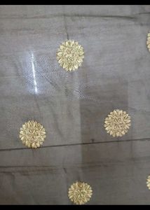 Elegant Grey Dupatta with Gold Motifs