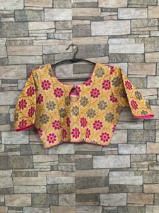 Embroidered Yellow &amp; Pink Blouse
