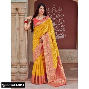 Elegant Yellow Banarasi Silk Saree