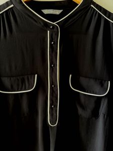 Chic Black Top with White Piping