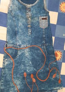 unused - Denim Dress with Braided Belt