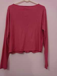 Ribbed Pink Button-Up Cardigan