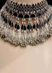 Stunning Black & Silver Oxidized Choker