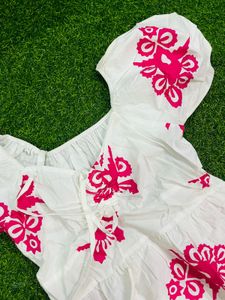 Beautiful White &amp; Pink Floral Maxi Dress