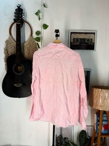 Men's Pink Linen Button-Up Shirt