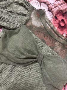 Olive Green Textured Blouse