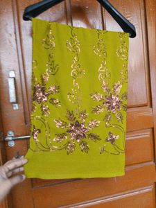 Embellished Olive Green Saree