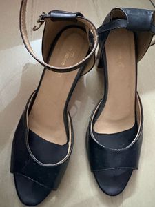 Chic Black Ankle Strap Block Heels