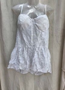 I. Embroidered White Camisole Top