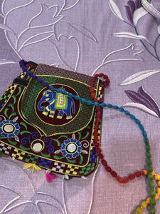 Jaipuri Embroidered Elephant Crossbody Bag